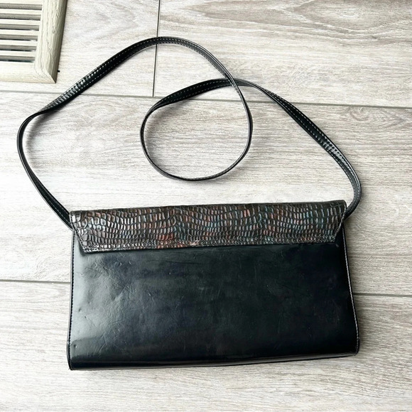 Vintage Naturalizer Mastercraft Patent Leather Croc Leather Clutch Shoulder Bag - Picture 2 of 13